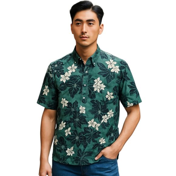 Vintage Island Traditions Men's Large Green Pullover Shirt Hawaii USA Made - Picture 1 of 16